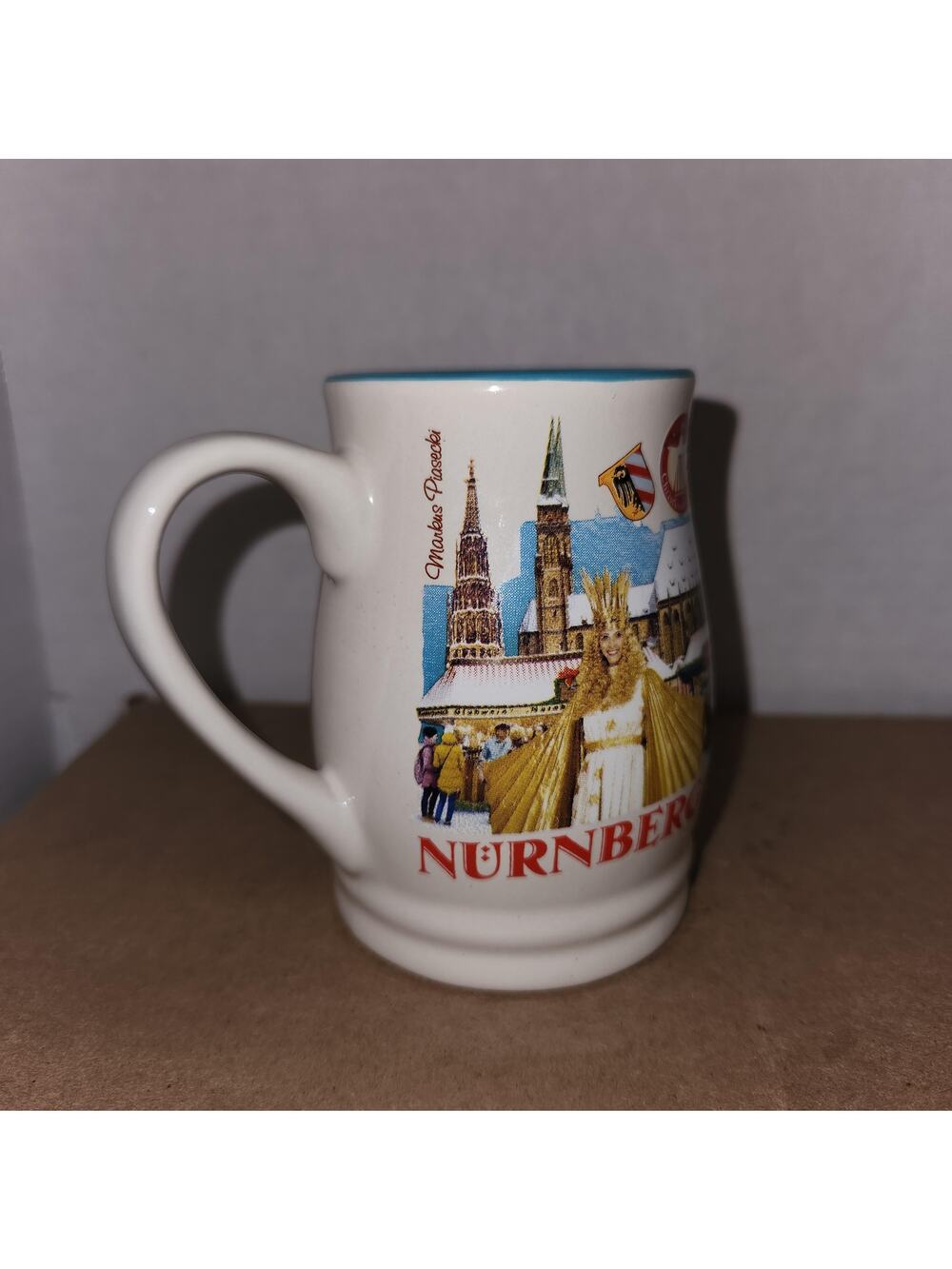 Authentic ceramic German Christmas market mulled wine souvenir mug -Nuremberg.